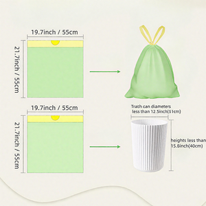 4 갤런 쑥 향 녹색 쓰레기통 <span class=keywords><strong>60</strong></span> 카운트 작은 졸라매는 끈 찢어지며 튼튼한 19.7*21.7 인치 - Product Image 2