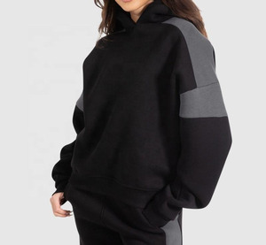 Vente en gros Street Wear personnalisé Sweats à capuche 100% coton de haute qualité à épaules tombantes avec contraste de blocs de couleurs pour femmes - Product Image 6