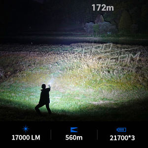 Lampe torche rechargeable ZeroBeam F50 6 LED 17000 lumens, étanche IPX8, portée de 560 m, garantie de 2 ans pour le travail en extérieur et la recherche - Product Image 3