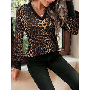 Blusa Supreme Estampada de Manga Larga con Cuello en V para Mujer, 37546 - Leopardo - Product Image 4
