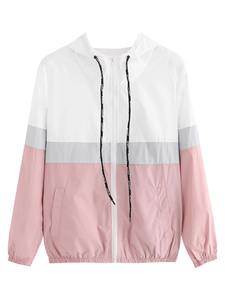 Chaquetas cortavientos de alta calidad para mujer, chaqueta con capucha deportiva básica lisa con logotipo personalizado para entrenamiento físico, correr, ocio - Product Image 6