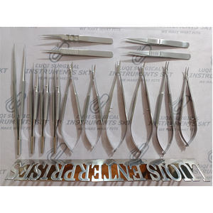 Ensemble d'instruments microchirurgicaux ultra-fins 14 pièces en acier inoxydable allemand, kit de microchirurgie avec boîte en acier inoxydable et tapis en silicone CE - Product Image 2