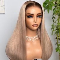 Perruque Lace Wig sans colle 6X5 HD Cheveux brésiliens lisses et soyeux P10/613 Blond P18/613 Perruque longue tenue en cheveux humains Deep Wave