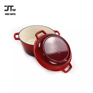 5QT-Juego de utensilios de cocina con tapa de sartén para parrilla, cazuela para estofado, estufa, inducción, hierro fundido esmaltado, doble Horno Holandés 2 en 1 - Product Image 4