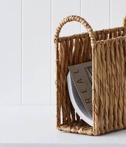 Handwoven Water Hyacinth <b>Magazine</b> Rack With Handles Natural Wicker Newspaper <b>Holder</b> For Home Living Room Storage Decor - Product Image 2