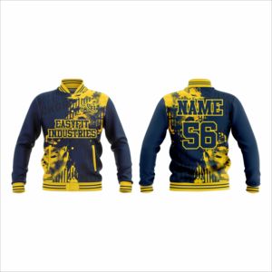 Chaqueta Varsity Personalizada de Estilo Urbano para Hombre, Talla Grande, Cierre de Cremallera, Resistente al Viento, Diseño Deportivo de Equipo, Poliéster/Algodón - Product Image 4