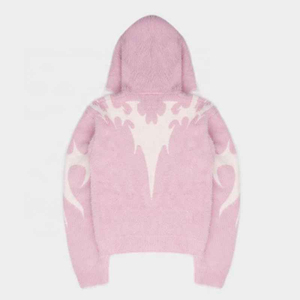 Pull à capuche d'hiver sur mesure pour homme, tricot surdimensionné, pull jacquard, tissu en polaire moelleux, broderie, col en V, respirant - Product Image 4