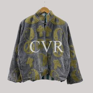 Manteau en velours à col mandarin, motif géométrique brodé, manches longues, vêtements d'extérieur décontractés pour femmes, automne, grande taille - Product Image 1