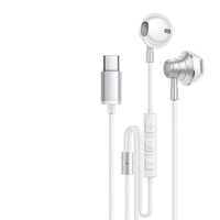 Caisson de basses intra-auriculaire de type C entièrement en métal de qualité Android, appel de contrôle intelligent en ligne avec casque, écouteurs, casque filaire