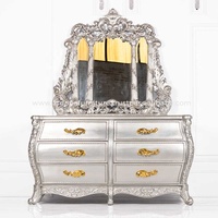 Commode moderne de luxe à 6 tiroirs avec miroir Meuble de maquillage en bois massif bon marché Meuble pour chambre à coucher Style design antique
