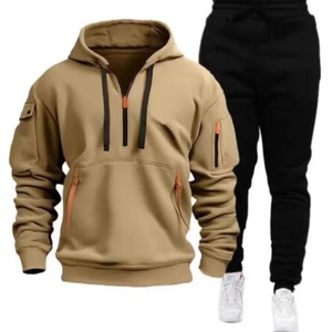 Ensemble de survêtement pour homme, jogging décontracté, veste et pantalon à capuche, ensemble de 2 pièces, hip hop, course à pied, tenue de sport - Product Image 1