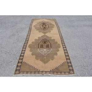 Alfombra de lana turca Vintage marrón Beige de 39x109 pies tejido plano patrón de retazos alfombra de sala de estar látex para decoraciones del hogar - Product Image 1
