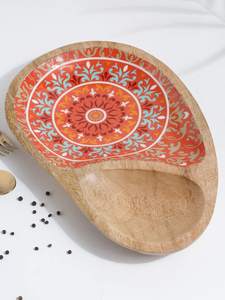 Unique shape <b>wooden</b> Enamel platter Chip & Dip Platter Handmade for snacks Chips Dip Nuts and Party Appetizers for home & party - Product Image 3