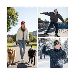 Bonnets à double face, motifs jacquard, mélange de laine, noir et blanc, matière extensible, streetwear, couvre-chef d'hiver, hommes et femmes - Product Image 6