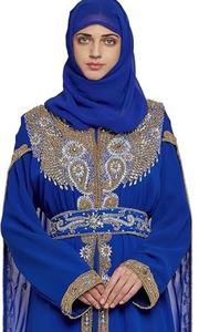 Vestido Largo Kaftan Farshad de Dubái para Mujer, Mangas Largas, Crepé, Modesto, ODM, Étnico, para Novia, Fiesta, Boda - Product Image 3