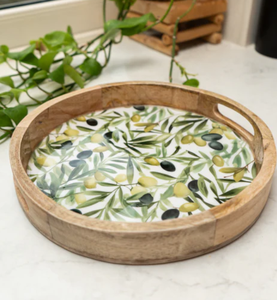 Bandeja de esmalte de madera hecha a mano de diseño floral con asas convenientes Bandeja desechable ecológica Mejor agarre por Craft Emporium - Product Image 4