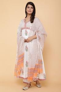 Conjunto de Kurta de algodón étnico tradicional de moda con traje festivo Dupatta para fiesta de mujer, traje de estilo tradicional para adultos - Product Image 3