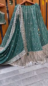 Georgette de diseñador indio readymade superventas con bordado Lehenga Choli con traje de boda para fiesta Dupatta Lehngha Choli - Product Image 5