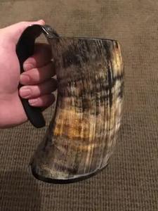 ox horn mug for beer viking stein collectible mead horn drinking mug rustic ale tankard handmade norse mug - Product Image 5