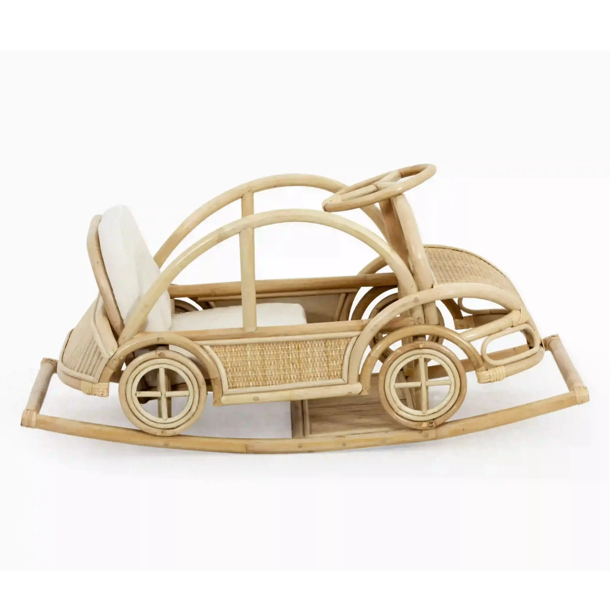 Hot selling rattan car rocker high quality rocking baby car seat fun bamboo ride on toys for kids