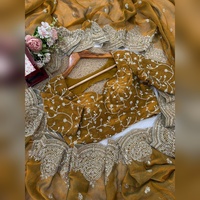 Broderie de haute qualité avec fils complexes et sequins, design indien pour sari en mousseline LD CREATION, séchage rapide, protection solaire