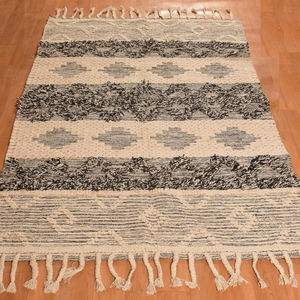 Tapis à tisser en coton à poils hauts Boho moderne Tapis à motif fantaisie pour salon chambre à coucher Décor Technique de pile coupée - Product Image 1