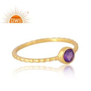 แหวนพลอยอเมทิสต์ธรรมชาติชุบทอง18K จาก925เงินสเตอร์ลิงเครื่องประดับอัญมณีดีมีคุณภาพเป็นของขวัญสำหรับผู้หญิง - Product Image 4