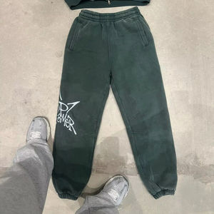 กางเกงวอร์มขายาวทรงตรงผ้าฝ้ายแท้ 100% คุณภาพสูง สไตล์ลำลองทรงหลวมสำหรับผู้ชายและผู้หญิง ทรงขาบาน - Product Image 1