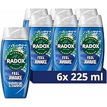Gel douche Radox Feel Awake 2 en 1 225ml, minéraux marins, vente en gros au Royaume-Uni - Product Image 2