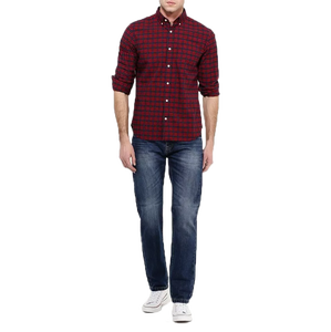 Jean en denim décontracté et confortable pour homme, coupe droite, taille mi-haute, finition délavée - Product Image 6