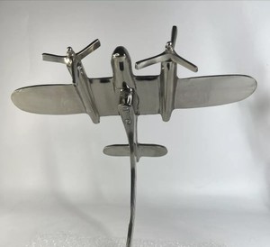 Retro estilo Art Deco aluminio pulido turbohélice avión escultura escritorio avión decoración mediados de siglo moderno decorativo - Product Image 1