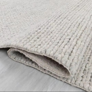 Tapis Kilim Choti de Haute Qualité Tissé à la Main en Grosse Laine Tricotée à la Main Tapis de Zone Ivoire Blanc Abstrait Câble en Boucle Fait Main pour la Maison - Product Image 1