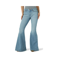 Jean évasé en denim pour femme, motif uni 300g, respirant, écologique, style vintage tendance, design déchiré personnalisé