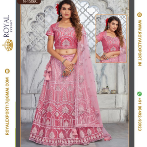 Lanzamiento de nuevos hermosos cordones de secuencia pesada y bordado Work Party Wear Designer Crop Top Lehenga Collections By Royal Export - Product Image 1