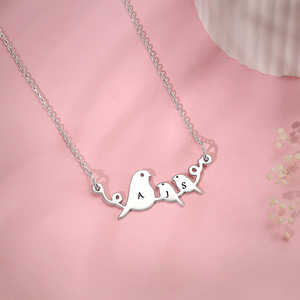 Personalised <b>Silver</b> Birdie Initial <b>Necklace</b> 14K Gold with Rhodium Plating Trendy Rose Gold and <b>Diamond</b> for Engagement - Product Image 1