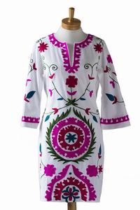 Vestido Túnica de algodón de manga larga para mujer, túnica de estilo Tribal bohemio, gitano, Suzani - Product Image 5