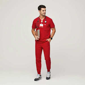 Elegante uniforme de enfermera activo de secado rápido y transpirable tela vaquera ligera suave y cómodo conjunto de fregado - Product Image 3