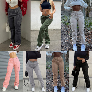 <b>Soft</b> Casual Comfortable Wholesale Price Women Cargo Straight <b>Jeans</b> Wide Leg Side Pockets Vintage Pants for Women Spring - Product Image 6