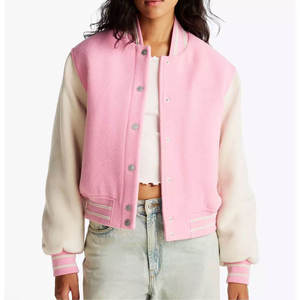 Custom Made Women's Varsity Jacket Wool <b>Body</b> Bright <b>White</b> Leather Sleeves Letterman/Baseball Jacket High Cotton Winter - Product Image 2