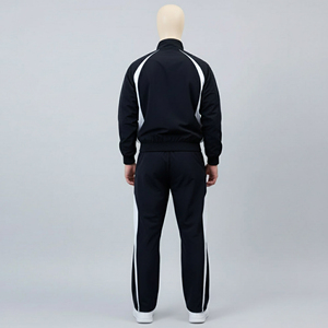 Conjunto Deportivo Ligero y Ecológico para Hombre en Blanco y Negro, Chaqueta con Cierre Completo y Pantalones a Juego, Estilo Deportivo Casual para Otoño, Corte Regular - Product Image 5
