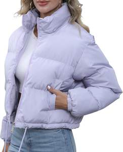 2025 tendencia Mujer dos tonos Casual cuello mujer chaqueta acolchada venta al por mayor chaquetas de bombardero para mujeres de talla grande - Product Image 3
