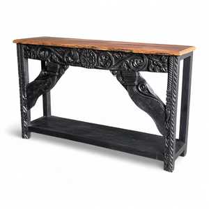Handmade Vintage Console <b>Table</b> Luxury Traditional Carved Solid Wood <b>Mirrored</b> for Entry Villa Living Room Hotel Bedroom School - Product Image 1