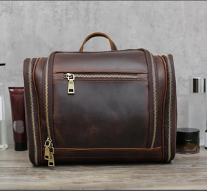Leather Dopp Kit Bag, Groomsmen Gift, Best Valentines Day Gift for Him, Father's Gift Computer Sling Leather <b>Briefcase</b> Man - Product Image 3