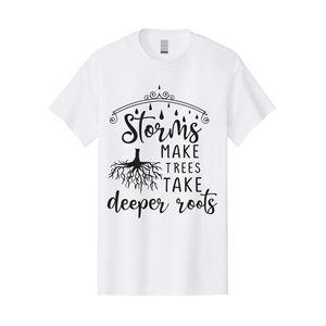 T-shirt con citazione ispiratrice tema della natura tipografia arte-tempesta la crescita della resilienza parole motivazionali 200 grammi con albero - Product Image 2
