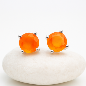 Boucles d'oreilles clous romantiques en cornaline naturelle, vente en gros pour enfants, argent sterling plaqué rhodium, fiançailles, mariage, anniversaire - Product Image 3