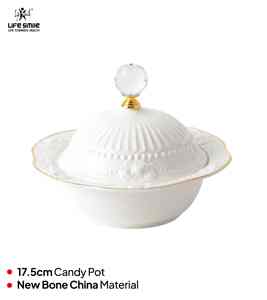 Pot à bonbons moderne en porcelaine avec couvercle en forme de dôme Caractéristiques écologiques et conception de fleuriste intégrée pour les fêtes - Product Image 2