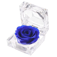 Vente en gros Cadeau d'événement de haute qualité sans décoloration Rose stabilisée colorée Rose conservée unique dans une boîte à bagues en acrylique avec diamant pour la fête