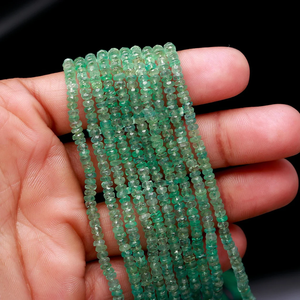 Cuentas de Esmeralda Verde Natural de Zambia de 2.5-3.5 mm, Facetadas, en Forma de Rondelle, Hebras de 16 Pulgadas para la Fabricación de Joyas - Product Image 1