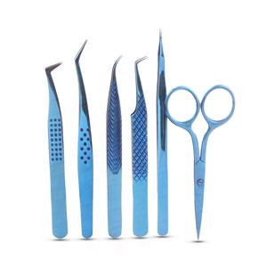 แหนบถอนขนตาสแตนเลสแบบไม่เว้นช่องปลายแหลมทนทานรวมทั้งกรรไกรและกระจกสำหรับศิลปิน - Product Image 4