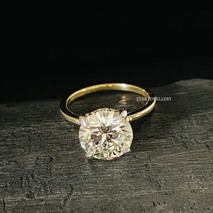 14K ทองแข็ง3 CT CVD IGI ได้รับการรับรองเพชรโซลิแทร์ซ่อนรัศมีแหวนหมั้น - Product Image 5